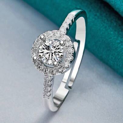 טבעת זירקוניה פרחונית בציפוי כסף 925 לנשים מתנת מסיבת חתונה תכשיטי קסם אופנתיים