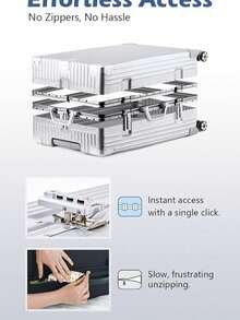 Hành lý xách tay 20 inch, Khung nhôm, Vỏ cứng ABS, Bánh xe xoay chống trộm, chống thấm nước, Khóa TSA, Phù hợp cho cả nam và nữ, Tuân thủ quy định xách tay - trắng - Xem 3