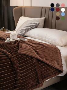 1件毯子,床上用品,舒适保暖,亲肤透气,轻盈柔软,巧克力棕色,简约时尚设计,适用于沙发、卧室、客厅,全方位舒适,旅行必备,午睡毯,多种尺寸可选,可机洗,房间装饰,冬季装饰 - 巧克力棕 - 查看 3