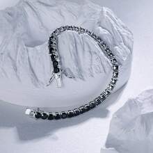 MDFUN 18K白金镀层黑色立方氧化锆网球手链，4毫米立方氧化锆吊坠手链，男女通用 - 黑色 - 查看 5