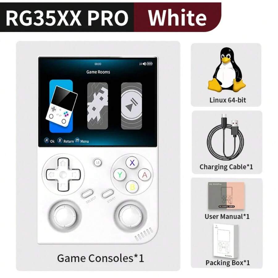 Anbernic RG 35XXPro RG35XXPro consola de juegos portátil Retro reproductor de videojuegos 256G PSP soporte de juego WiFi Linux regalo de 64 bits - Blanco - Ver 1