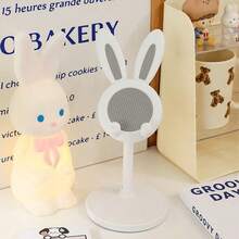 Cute Rabbit - Style Telescopic Phone Stand: Adjustable Height & Multi - Angle Tilt, White Aesthetic, Stable Circular Base, Compatible With All Cell Phones, Ideal For Home Office Desk Setup, Watching Videos, Browsing - Cute Gift For Bunny Enthusiasts Compatible With IPhone, Android Phone, Gift For Birthday, Family, Friends Phone Holder Phone Accessories - 白色 - 查看 3