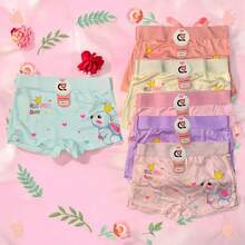 Kit With 6 Imported Panties Box Printed Children's Shorts For Girls Size 2 To 10 Years - 彩色 - 查看 5