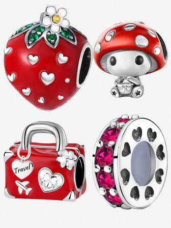 1个时尚单排红色锆石隔珠吊坠，适合女士手链、手镯DIY饰品制作和日常搭配，是女孩的理想配饰。