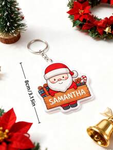 1PC Custom Acrylic Xmas Keychain – Add Name/Message, Double-Sided Gingerbread-Man & Reindeer Print, Stocking Stuffer, Perfect For Christmas, New Year, Winter Birthday, Classroom Exchange, Teacher Appreciation, Office Secret-Santa & Family Gift
