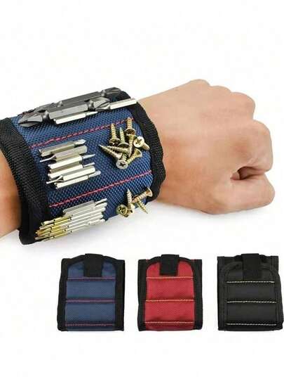 Muñequera magnética para reparaciones en el hogar, muñequera magnética para herramientas, correa magnética para muñeca para sujetar tornillos, clavos, piezas metálicas pequeñas, adecuada para trabajos de carpintería, electricidad, ferretería, regalo perfecto para papá, novio, manitas, electricista, reparación de automóviles