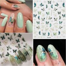 Spring Flower Nail Art Stickers Decals Blue Green Butterfly Nail Decals Self Adhesive 5D Embossed For Women Nails Design Decoraion 3D Flower Mails Stickers Supplies{Inchcolor_nameinch:InchColorful-20inch} - 多彩-20 - 查看 3