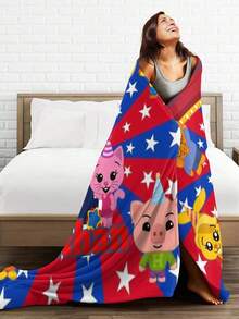 Plim Plim Blanket Cozy Anime Gift Blanket - Premium Flannel Throw For Fans, Soft Cartoon Print For Sofa, Bed, Camping & Travel, Great Christmas Birthday Present - màu đen - Xem 4