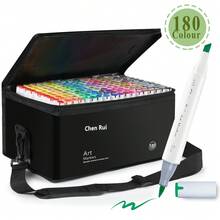 Chen Rui Canetas marcadoras permanentes com ponta dupla, pincel e cinzel, 168/120/100/80/60/48 cores, com base, perfeitas para artistas adultos, colorir animes, esboçar ilustrações e fazer cartões, presente de Natal e Ano Novo - recarregáveis, volta às aulas