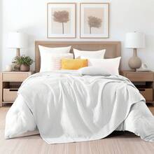 Elegant Comfort 1pc Soft Waffle Weave Throw Blanket , Lightweight Summer Blanket For Hot Sleepers, Full, Queen, King, Twin, And Twin XL Size Bed Breathable Cozy Warm Woven Textured Blankets For Couch, Bed, Sofa, Home Décor, Christmas Decorations Gifts, Cozy Winter Styles, Holiday Décor - trắng - Xem 4