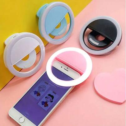 LEDSelfie Ring Light, Mobile Phone Light, Portable Light, Clip-On Light, Fill Light, Rechargeable Type - 3 Modes. Compatible With IPhone, Android, Makeup, Live Streaming, Laptop, Tablet, Video Conference Lighting, Photography