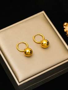 1 Set Stainless Steel Personalized Round Bead Pendant Magnetic Necklace Earrings Jewelry Set, Suitable As Gift