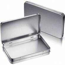 2 Pack Rectangular Metal Tin Box With Lid Metal Hinged Lid Tin Empty Box Container Storage Watercolor Jewelry Pen Eraser Pill Candy Organize. 0x 4.2x 0.6'' Sliver - Sliver + 4 - View 2