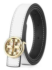 1pc Women's Reversible Palm Print Leather Belt, Versatile For Dresses, Pants, Casual & Vintage Style, Unique Design - Multicolor - View 5