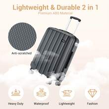 Cabin Luggage Carry On Suitcase 19 24 28 Inch ABS Hardshell TSA Lock 360 Spinner Wheels Lightweight 3 Piece Set Hand Check In Travel Unisex Sizes - Grey - View 4