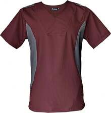 SOULMATE Men's Medical Scrub Top With Side Color Highlight - Pink - View 2