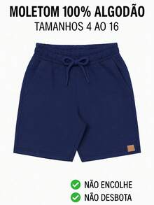 kit com 5 bermudas infantil masculino com 2 bolsos de moletom. Cores sortidas. - Multicolorido - Visão 4