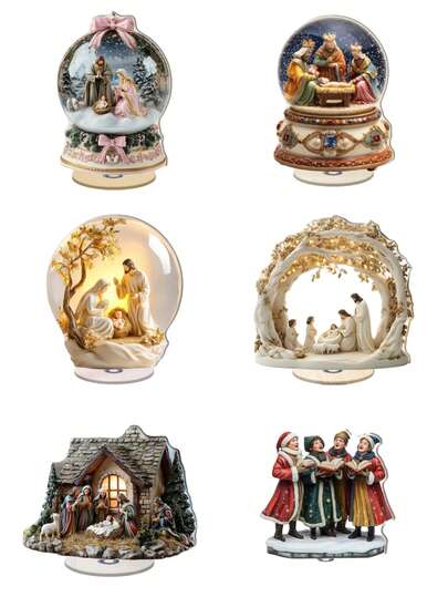 Escena de Natividad plana 2D con base giratoria de 360° - Pesebre clásico de Belén que incluye a María, José, Jesús, ovejas y árbol de pino - Sin necesidad de electricidad, decoración navideña y festiva autosoportada para el hogar, mesa o estantería - Durable y fácil de limpiar, decoración navideña multiusos con mecanismo giratorio de 360°, ligera y versátil para ocasiones festivas, adorno estacional, apariencia artesanal, decoración del hogar, regalo