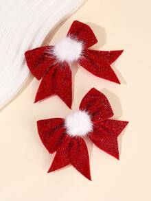 2 piezas Lazos para el cabello para niñas, Clips de lazo navideños para el cabello Otoño Invierno, Pasadores de lazo para fiestas, Accesorios de cabello dulces y lindos para la vida diaria