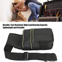 Kantong Perkakas Kain Oxford, Organizer Mini dengan Klip Sabuk, Kantong Sabuk Multifungsi Portabel untuk Teknisi Listrik, Tukang Kayu, dan Teknisi Konstruksi - Hitam - View 3