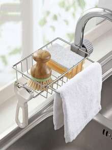 Kitchen Faucet Organizer, Home Dish Drying Rack, Multi-Function Dishcloth Holder, Sink Accessories, Vegetable Washing Basin, Stainless Steel Draining Rack - Multicolor - View 13