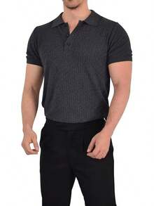 JOHN LEOPARD - Men's Knitted Polo Shirt - Blue - View 12
