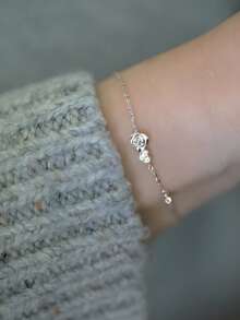 ELSEDES 1pc Fashionable & Elegant S925 Silver Rose Flower Design Bracelet, Romantic & Minimalist Style With Sparkling Gemstones, Perfect Gift For Girlfriend, Suitable For Daily And Date Wear - White Gold - View 2
