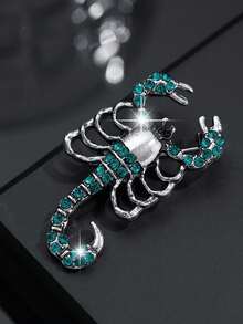 1pc Fashionable Vintage Scorpion Brooch Accessory, Minimalist & Unique Style With Transparent Rhinestone Decor, Suitable For Men's Daily Wear