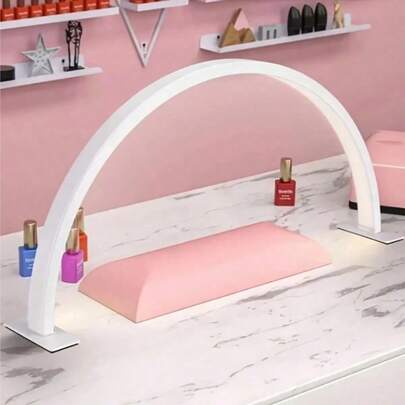 1pc Modern Polished Metal Half Moon LED Nail Lamp, USB Powered Uplight With Push Button Control, Space-Themed For Home And Professional Beauty Workstation, No Battery Required