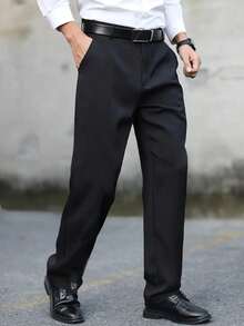 Men's Black Formal Business Casual Straight Leg Pants