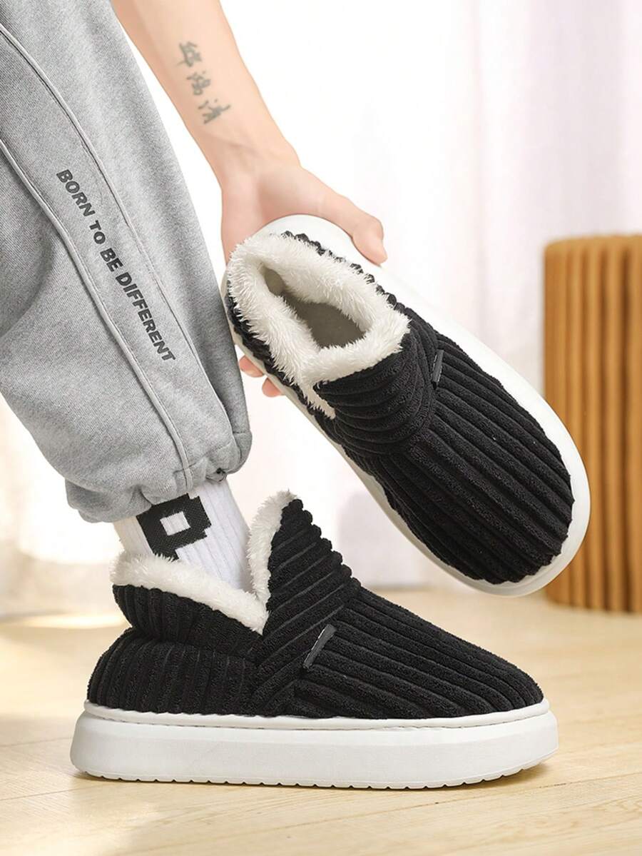 Winter Men Slippers Short Plush Men Boots Indoor Fluffy House Fur Slippers Men Casual Soft Fur Furry Men Shoes