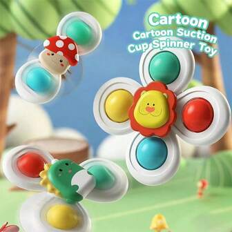 1 pieza Juguete giratorio con ventosa de dibujos animados, estimula los sentidos táctil y visual, succión fuerte, adecuado para múltiples escenarios, compañero divertido y educativo para bebés (color y empaque enviados al azar)