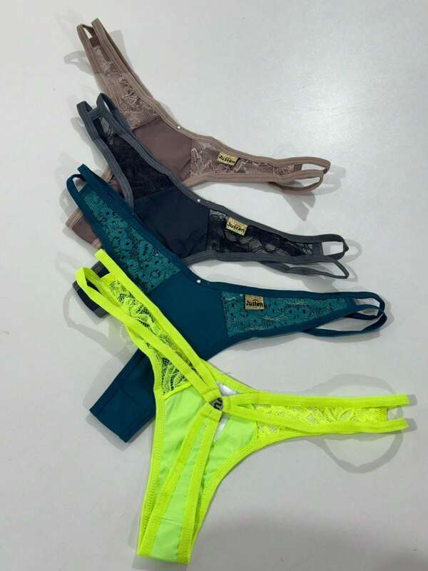 Kit 5 Calcinha Fio Dental Tanga Feminina em Renda e Microfibra Calcinha Confortável e Estilo Fio Pingente Lingerie Moda Intima