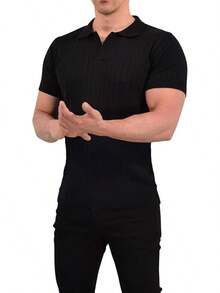 JOHN LEOPARD - Men's Knitted Polo Shirt - Black - View 12
