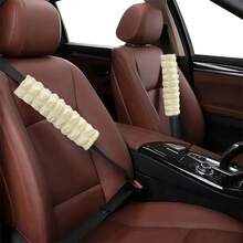 2 件白色蓬松汽车座椅肩垫，柔软亲肤防擦伤，舒适驾驶体验的必备汽车配件 - 白色 - 查看 5