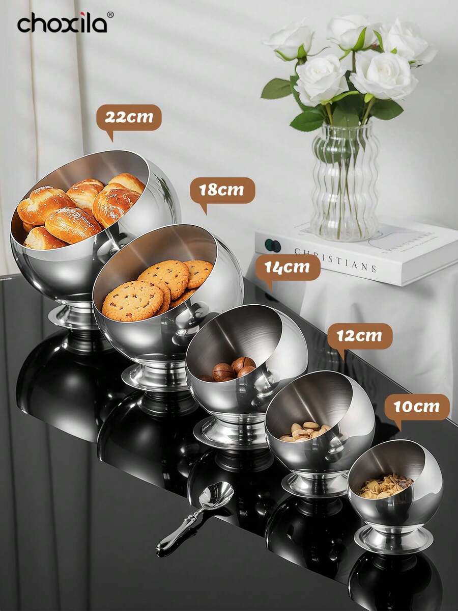 choxila 1个不锈钢甜点碗、酱汁碗、小型半球形食材碗、沙拉碗，底部防滑，多用途，适用于家庭/厨房/餐厅/商店，斋月和宰牲节期间使用 - 碗 - 查看 1