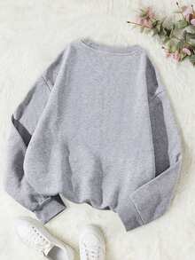 2pcs Set Tween Girls Heart - Element Set, Comfortable Fabric, Spring & Autumn Street Activity & Daily Style.Tween Girl Clothing - Grey - View 5