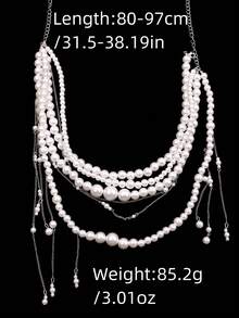 1件时尚简约珍珠流苏多层腰链，独特优雅别致性感腰链，女士节日礼物，女士派对饰品 - 彩色 - 查看 7