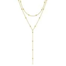 Fashionable And Simple Geometric Tassel Round Bead Clavicle Multi-Layer Temperament Popular Long Necklace - 金色 - 查看 2