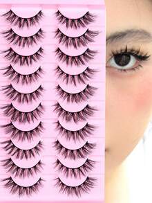 10 pares de pestañas postizas de alta capacidad, pestañas de estilo de ojos de gato talla grande vendidas para maquillaje diario, perfectas para uso profesional