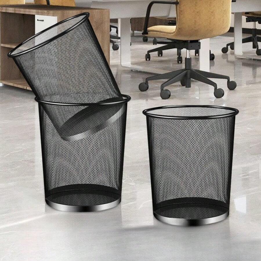 Thick, High-Capacity, Stylish Minimalist Open-Top Metal Wire Mesh Trash Can For Office, Living Room, Home Use - Multicolor - View 1