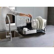 Local Devery-YOUBEI-Joseph Joseph Extendable Dish Drying Rack With Dual Parts - Stainless Steel, Non-Scratch, Movable Utensil Drainer & Drainage Spout, Gray - 1 - 查看 2