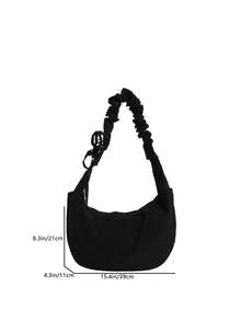 Casual Lightweight Pleated Shoulder Bag, Versatile Crossbody Bag For University Students, Outing, School, Commuting, Women's Japanese Style Crescent Moon Bag - Black - View 7