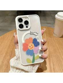 A Magnetic Phone Holder With Colorful Macaron Candy Graffiti Design, Suitable For IPhone 16, 15, 14, 13, 12, 11, X, XS, And XS Max, Supports Wireless Charging. - 白色 - 查看 4