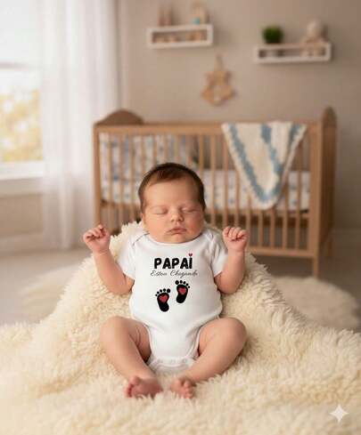 Body Bebê Infantil Recém-Nascido Branco Fofo Com Frase Papai, Estou Chegando Tamanhos P M G