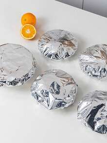 10/20/30/40/50pcs Kitchen And Dining Table Aluminum Foil Insulation Cover - Reusable, Insulated Picnic, Camping, And Household Food Packaging, Camping Food Insulation Cover | Reusable Food Packaging. Insulation Cover, Household Aluminum Foil Cling Film Cover, Insulation Cover. Kitchen Preservation And Insulation. Kitchen Storage And Organization, Household And Daily Necessities, Fresh-Keeping Cover, Convenient And Practical, Sturdy And Durable. - Multicolor - View 6