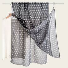 Écharpe longue en soie à carreaux argentés, imprimé rétro personnalisé,âle décoratif polyvalent haut de gamme, écharpe longue respirante pour femme