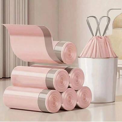 50pcs Thickened Drawstring Garbage Bags, Raspberry Pink, Heavy Duty Plastic Bags For Home, Kitchen, Dorm