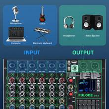 Professional DJ Audio Mixer, 6-Channel Sound Mixing Board With 99 DSP Effects, Wireless, 48V Phantom Power, Vocal Removal, For Live Streaming And Recording - US A Type Plug(110-127V) - View 4
