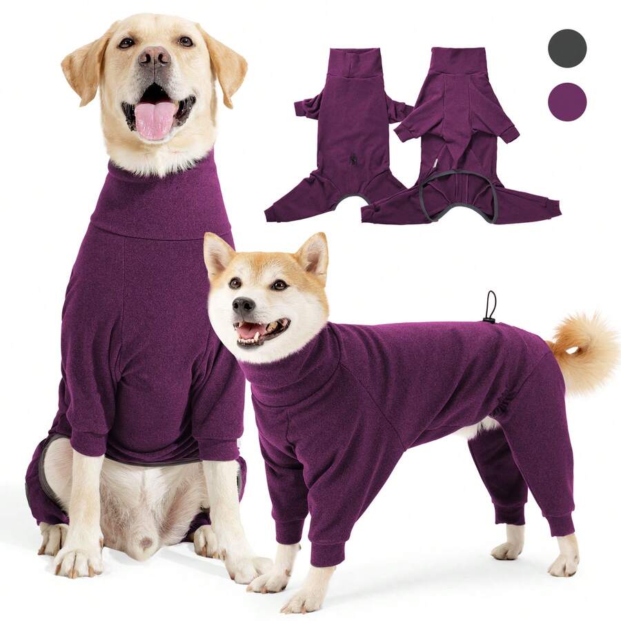 Dog Coats Autumn Winter Jumpsuit For Large Medium Dogs, Warmer Recovery Suit Polar Fleece Dog Jumpsuit Lightweight Pajamas Pullover Stretchy Four-Legged Cold Weather Clothes ﻿